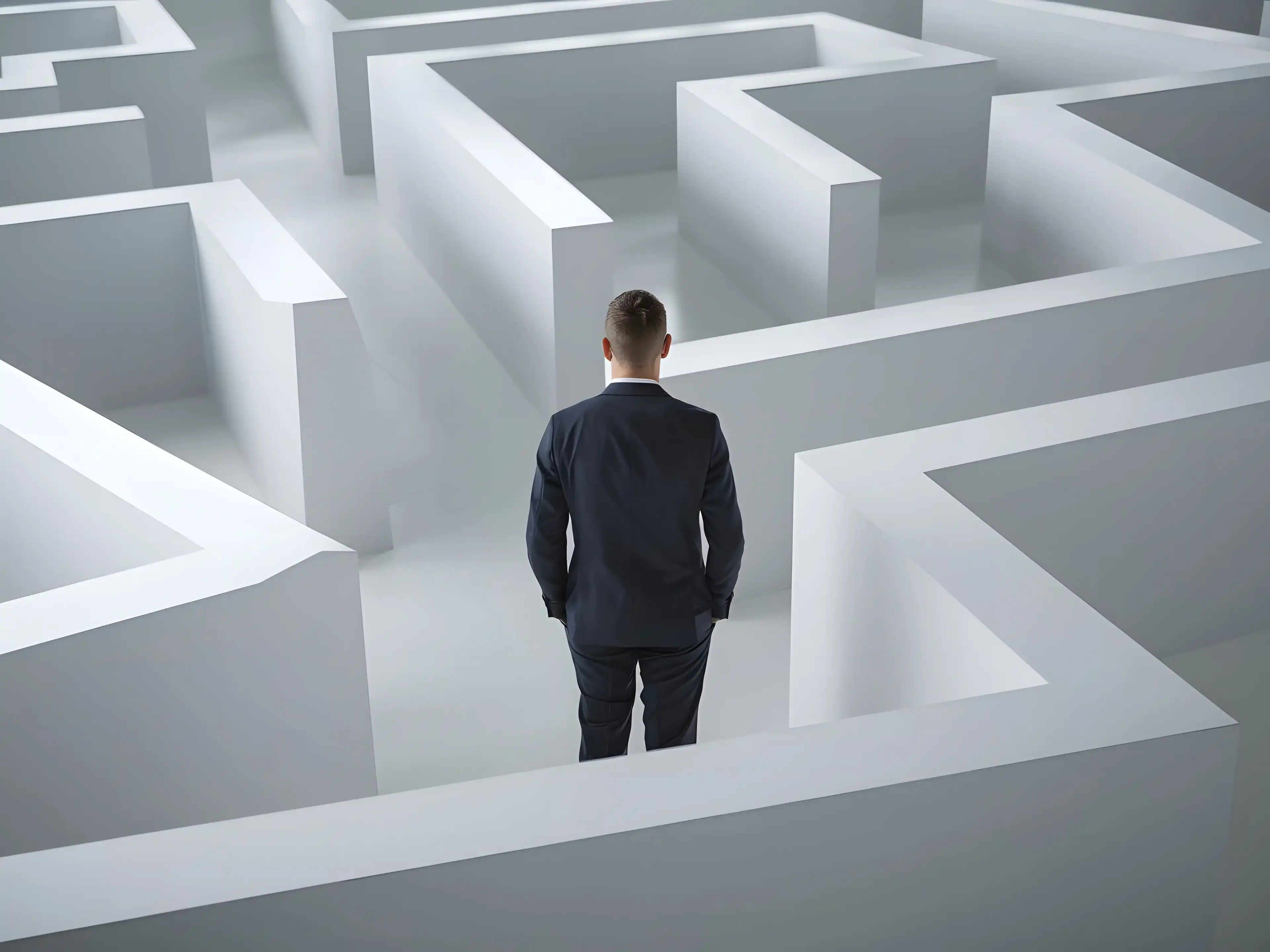 Professional looking up at corporate ladder representing management aspirations